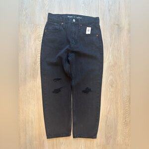 Old Navy Girls Jeans High rise Slouchy Straight Black distressed sz 10 years